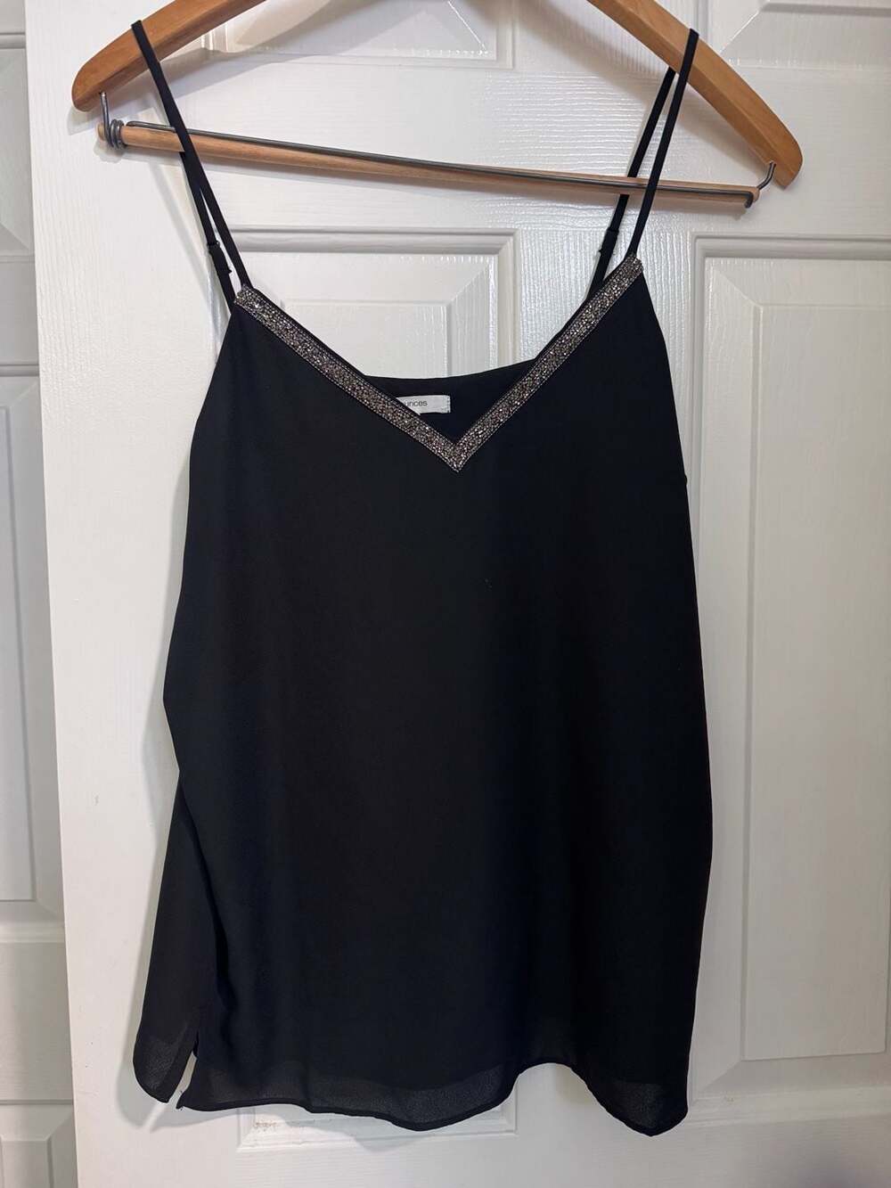 Maurices Sparkle Trim V-Neck Cami Tank Top Black Size S  NWT